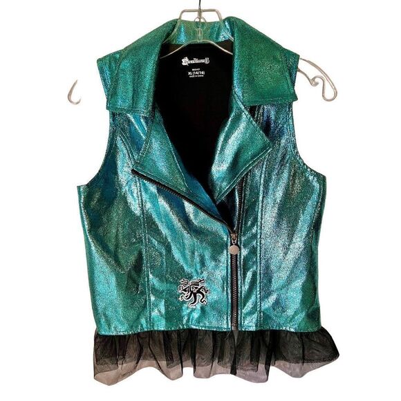 Disney Descendants 3 Teal Uma Motorcycle Vest Black Vest Tulle XL (14/16) - Picture 1 of 8